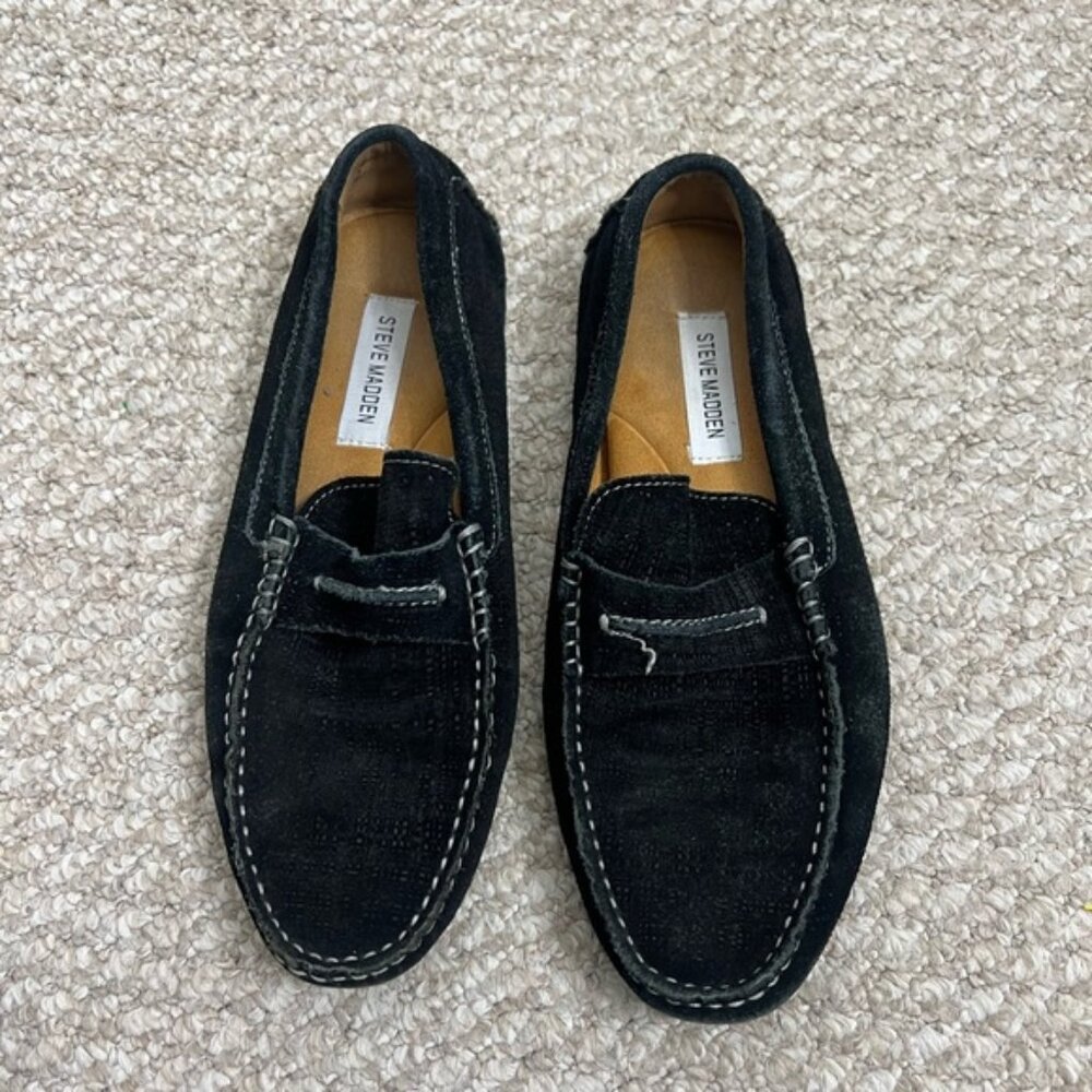 Steve Madden Black Suede Venetian Loafers size 10